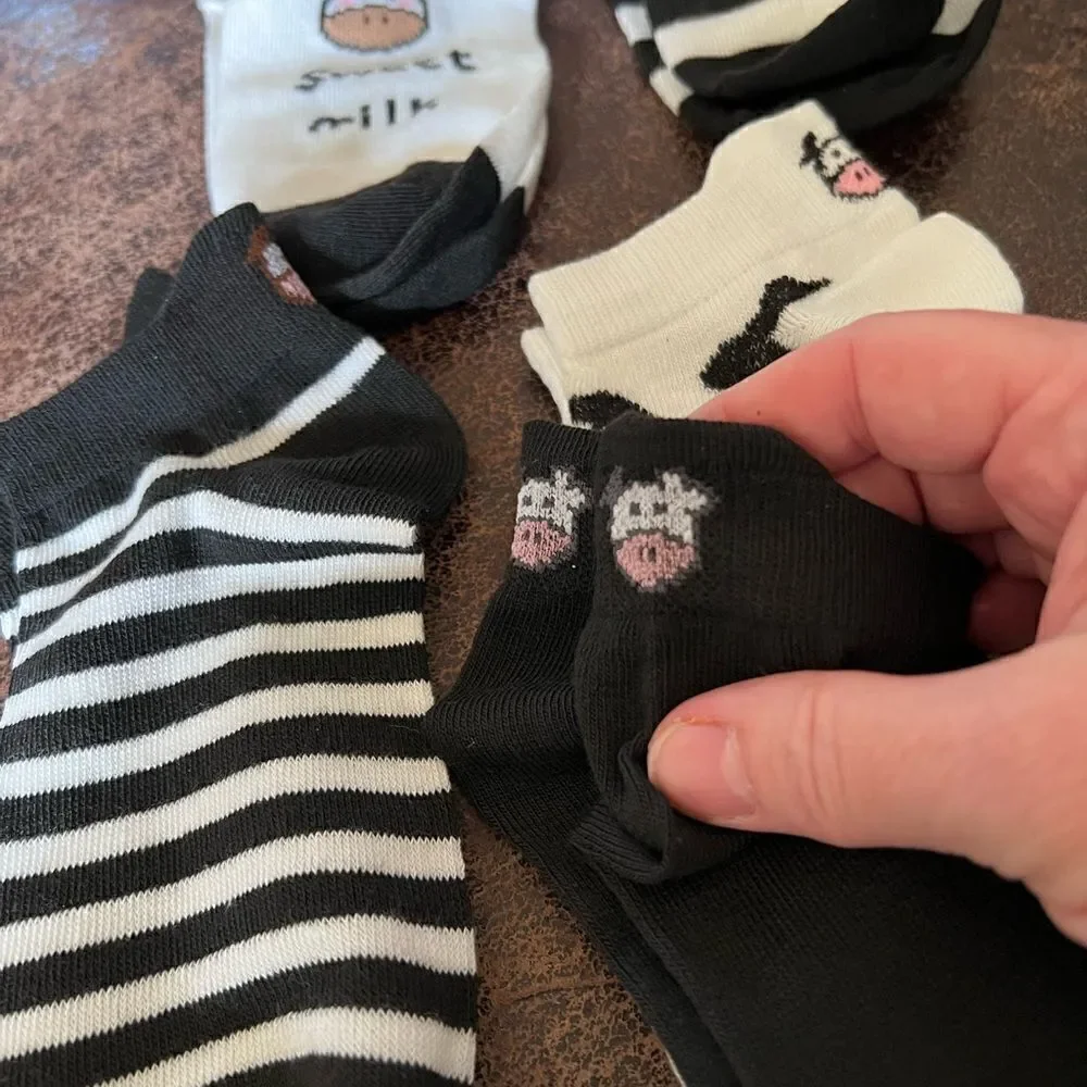 Low Cut Cow Novelty Socks 5 Pack